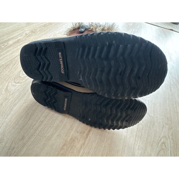 Sorel Joan of Arctic Waterproof Lace-Up Winter Boots Brown Black Faux Fur - 8.5 - Picture 4 of 7